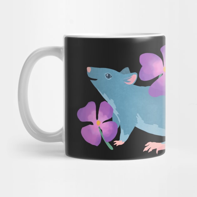 Blue Rat and Flowers by Adrielle-art